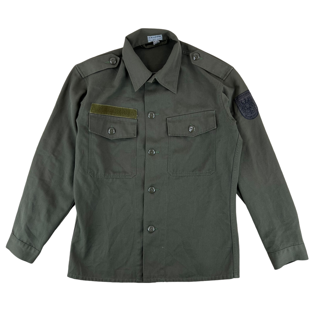 Austrian Army 1980s Olive Drab Long Sleeve Field Shirt — Austrian military surplus shirt, archive ref AA1980ODLSFS