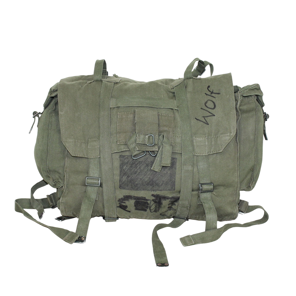 British Army 1950s Webbing Bag — British military surplus bag, archive ref BA1950WB