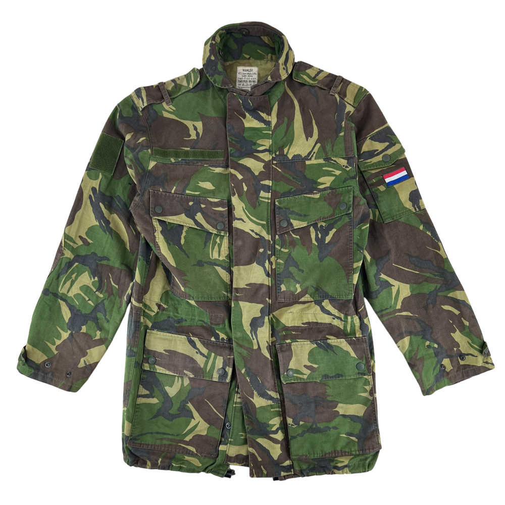 Dutch Army 1990s M93 DPM Woodland Camouflage Combat Jacket — Dutch military surplus jacket, archive ref NLA1990M93DWCCJ