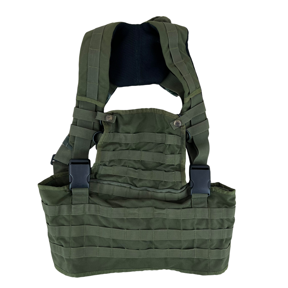Dutch Army 1990s SPE Olive Green Chest Rig — Dutch military surplus webbing, archive ref NLA1990SOGCR