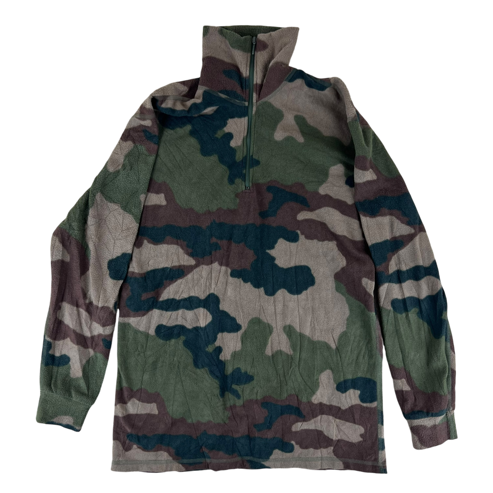 French Army 1990s CCE Camouflage Pullover Fleece — French military surplus fleece, archive ref FRA1990CCPF